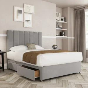 a bed with a storage drawer