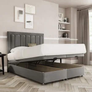a bed with a storage bed