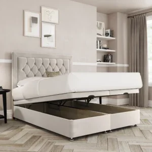 a bed with a storage bed
