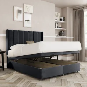 a bed with a storage bed