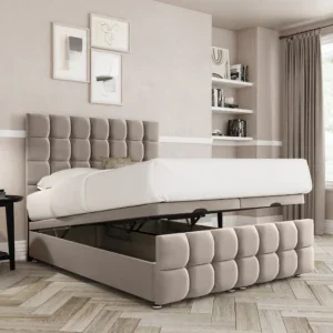 a bed with a storage bed