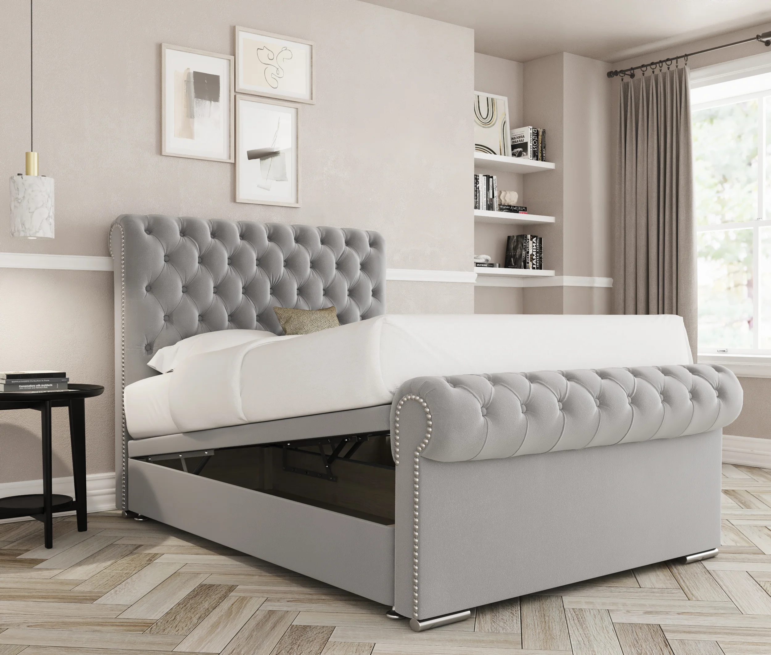 a bed with a bed underneath it