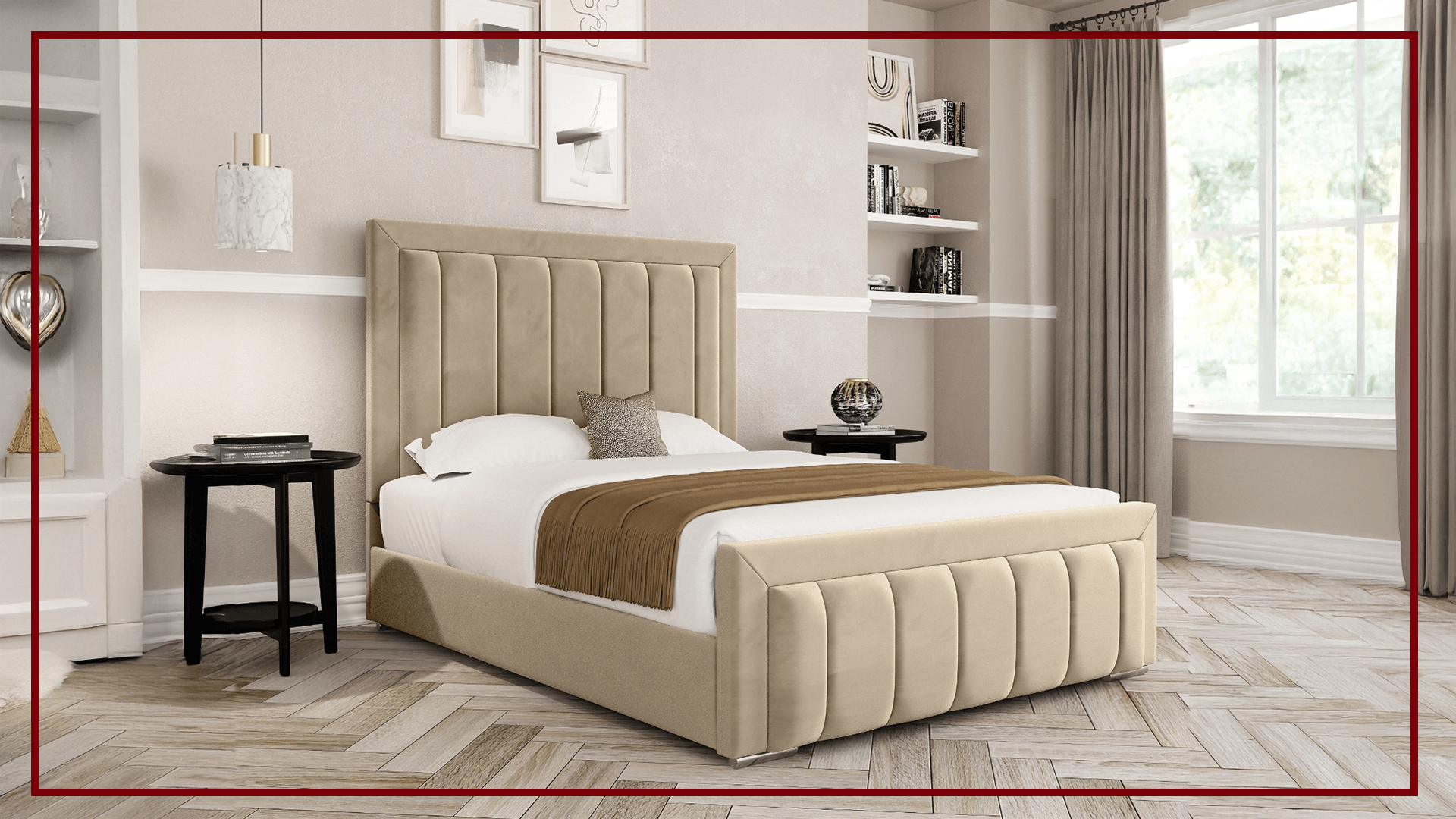 Upholstered Bed with Slats