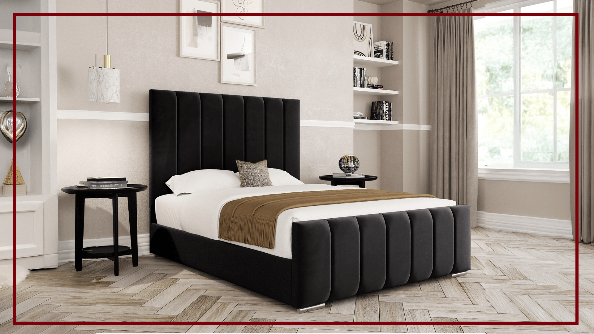 Upholstered Bed with Slats