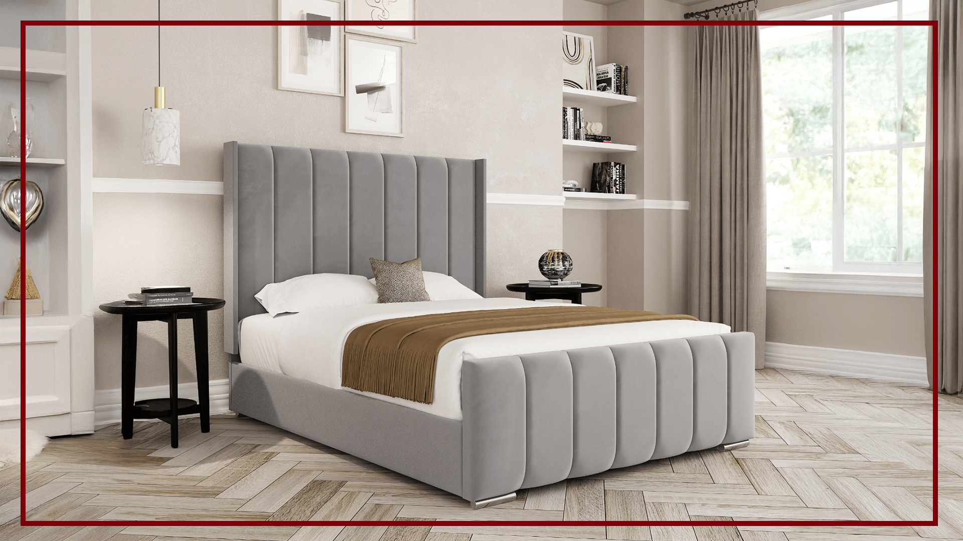 Upholstered Bed with Slats